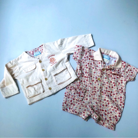 Premaman Other - Vintage French preppy baby bundle Premaman romper & safari jacket unisex